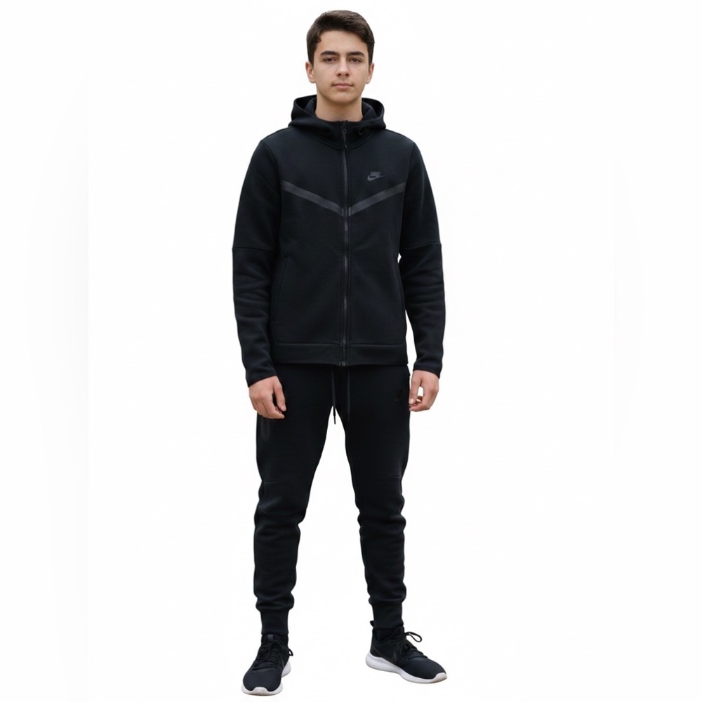 Nike Tech Fleece Medium Jacket | Small Pants Black Tracksuit Set Activewear